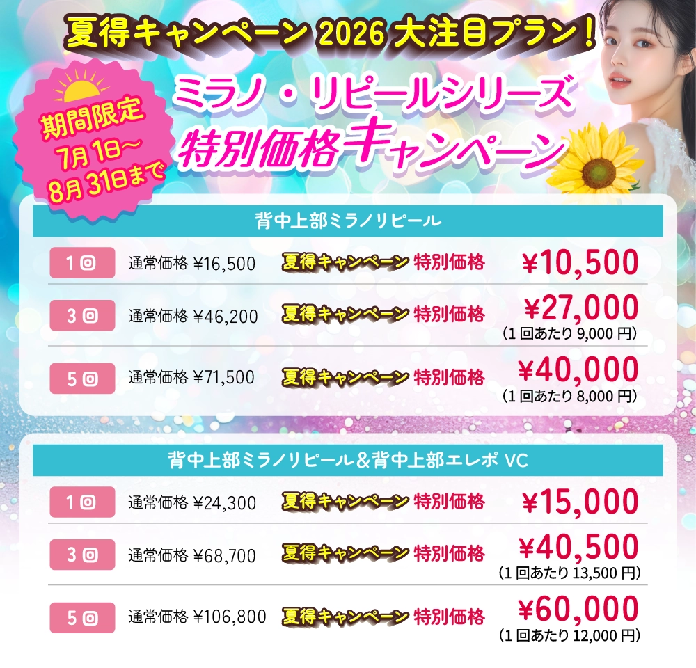夏得キャンペーン 2026大注目プラン ミラノ・リピール